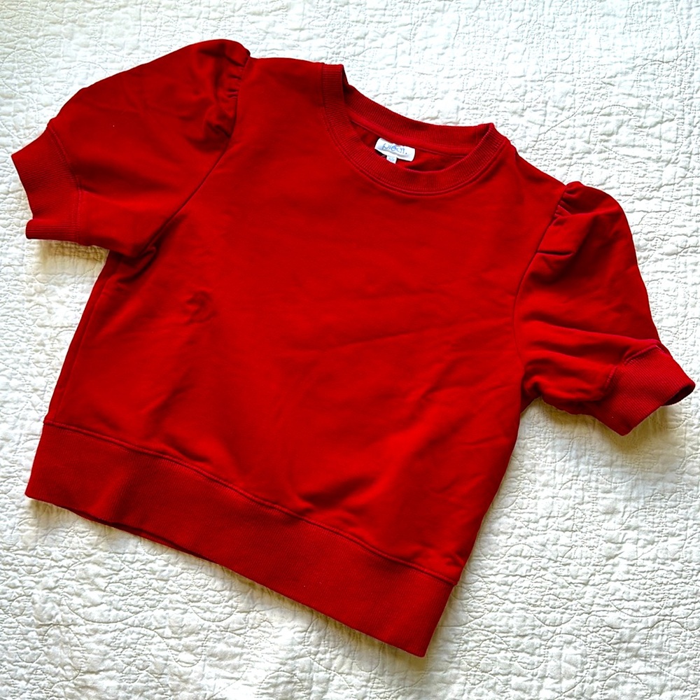 Garnet Red puff short sleeve sweatshirt. Girls size 12